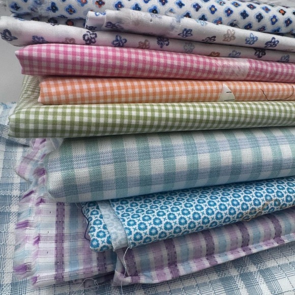 Colorful Patterned Fabric Bundle 9 pieces cotton gingham sewing - Picture 2 of 6